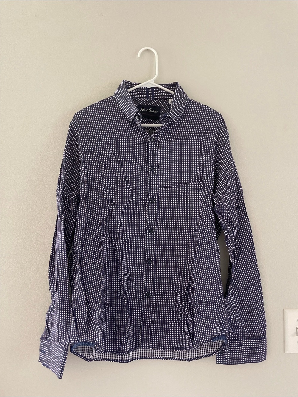 Men’s Robert Graham Blue and White Micro Dot Button-Down Shirt